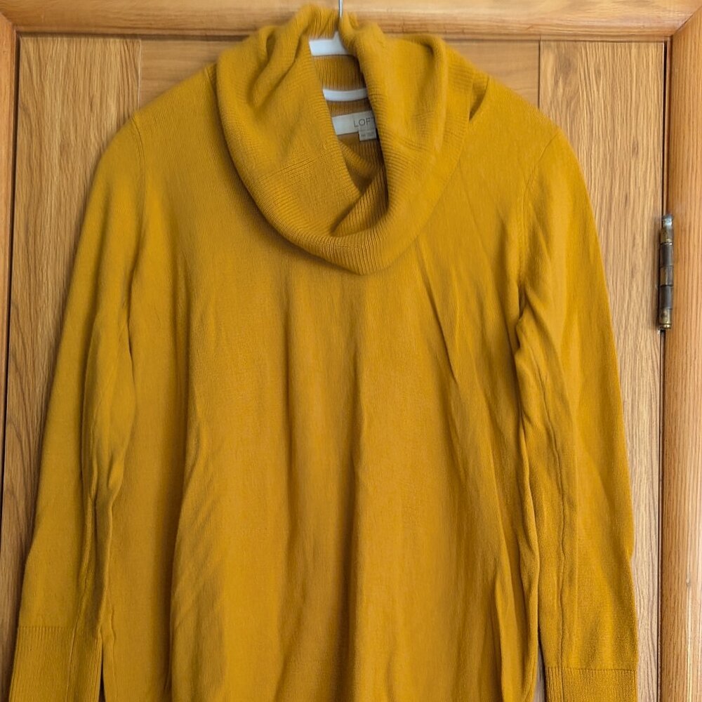 Loft Maternity Cowl Neck Sweater Mustard